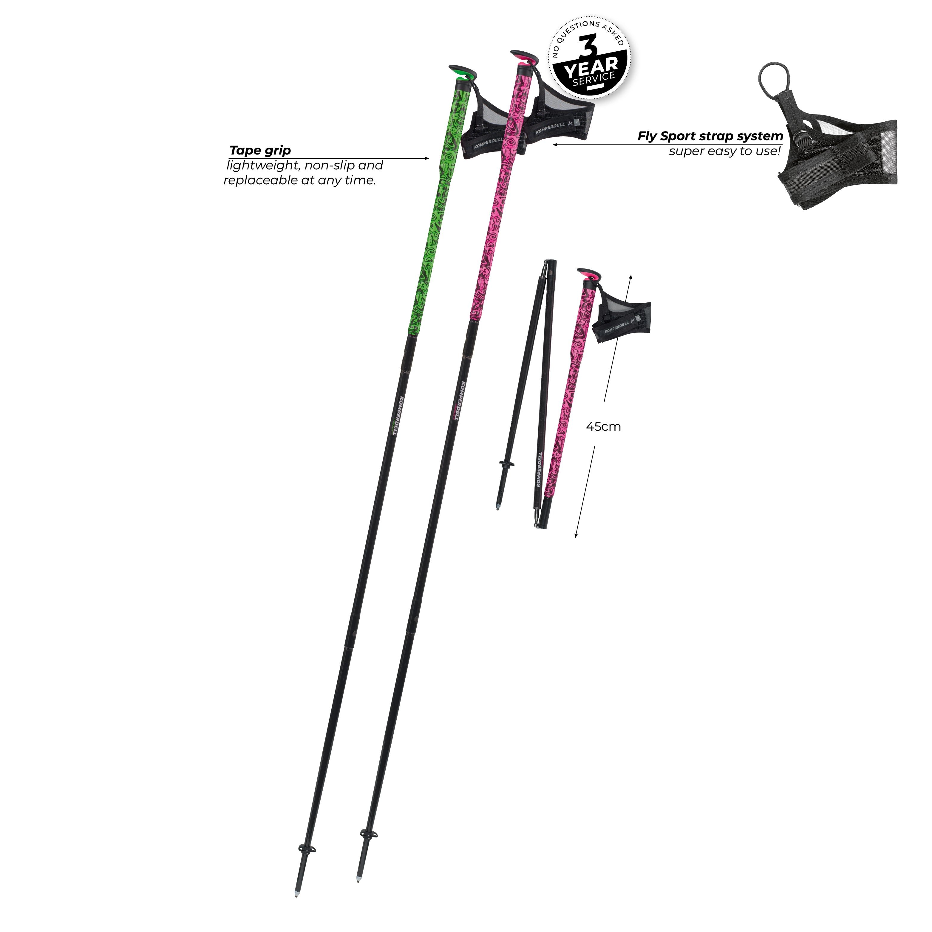 Komperdell Carbon FXP Ultra pink/green Trailrunningstöcke