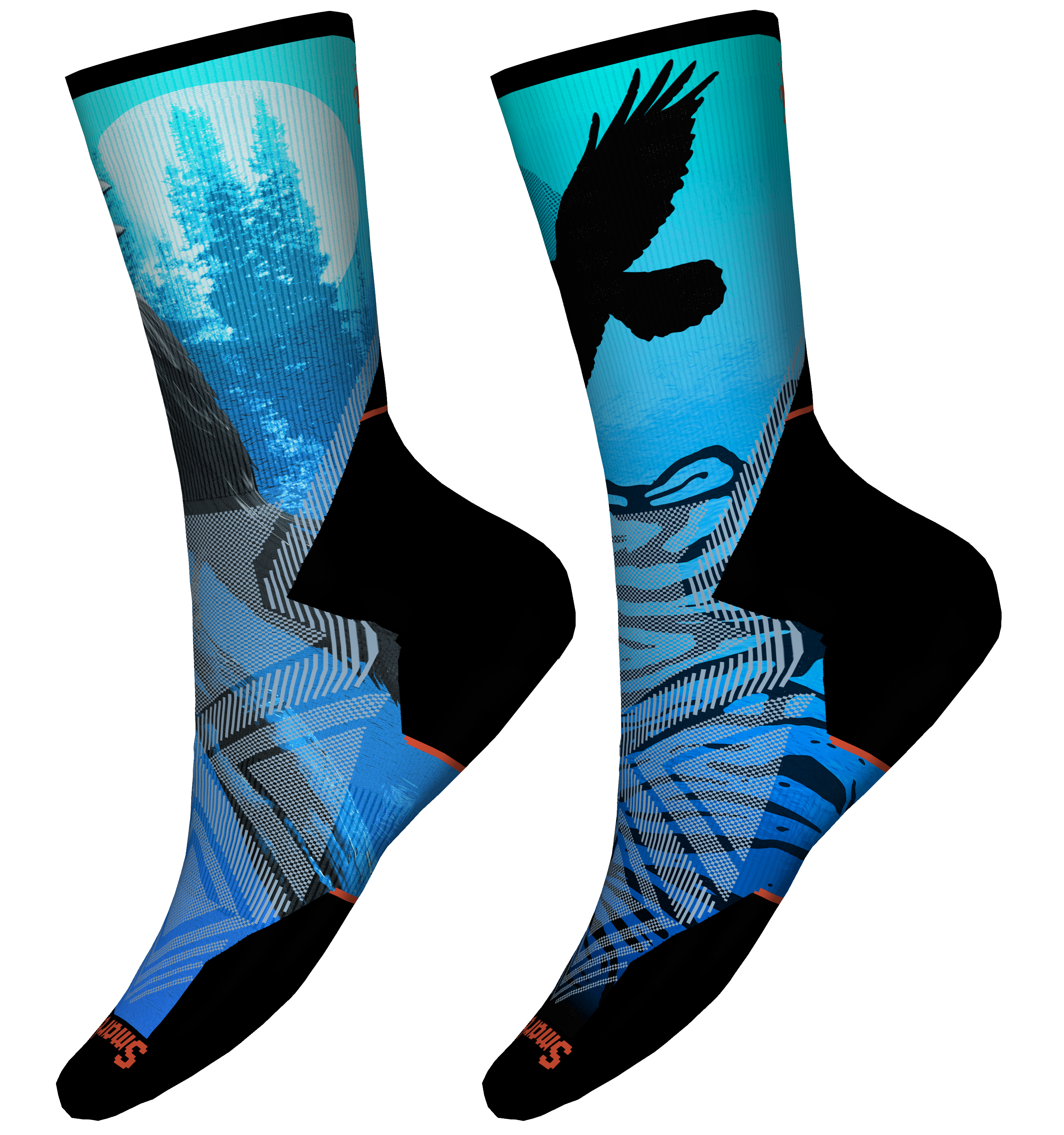 Smartwool Run Raben Print Crew Athlete Edition Laufsocken