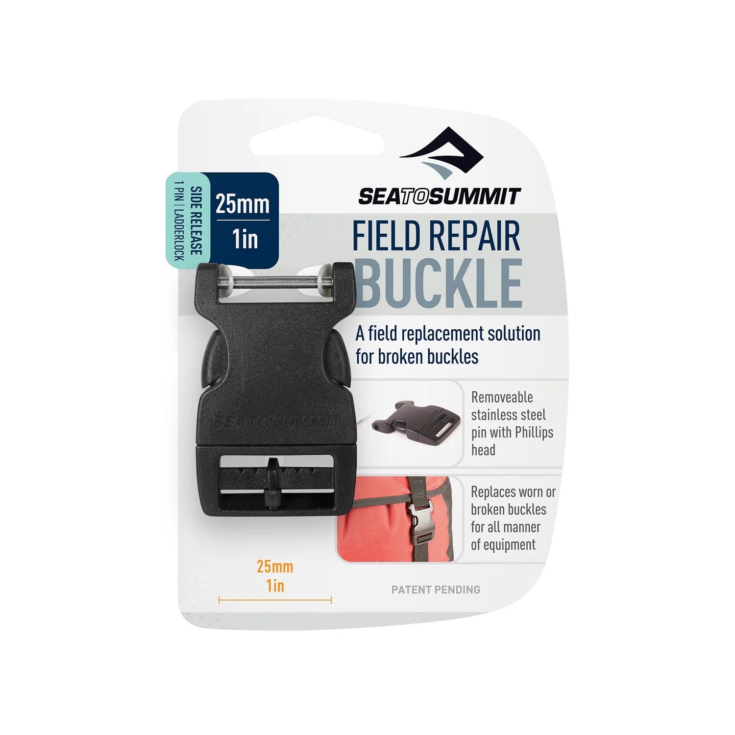 Sea to Summit Field Repair replacement buckle side release with stainless steel pin