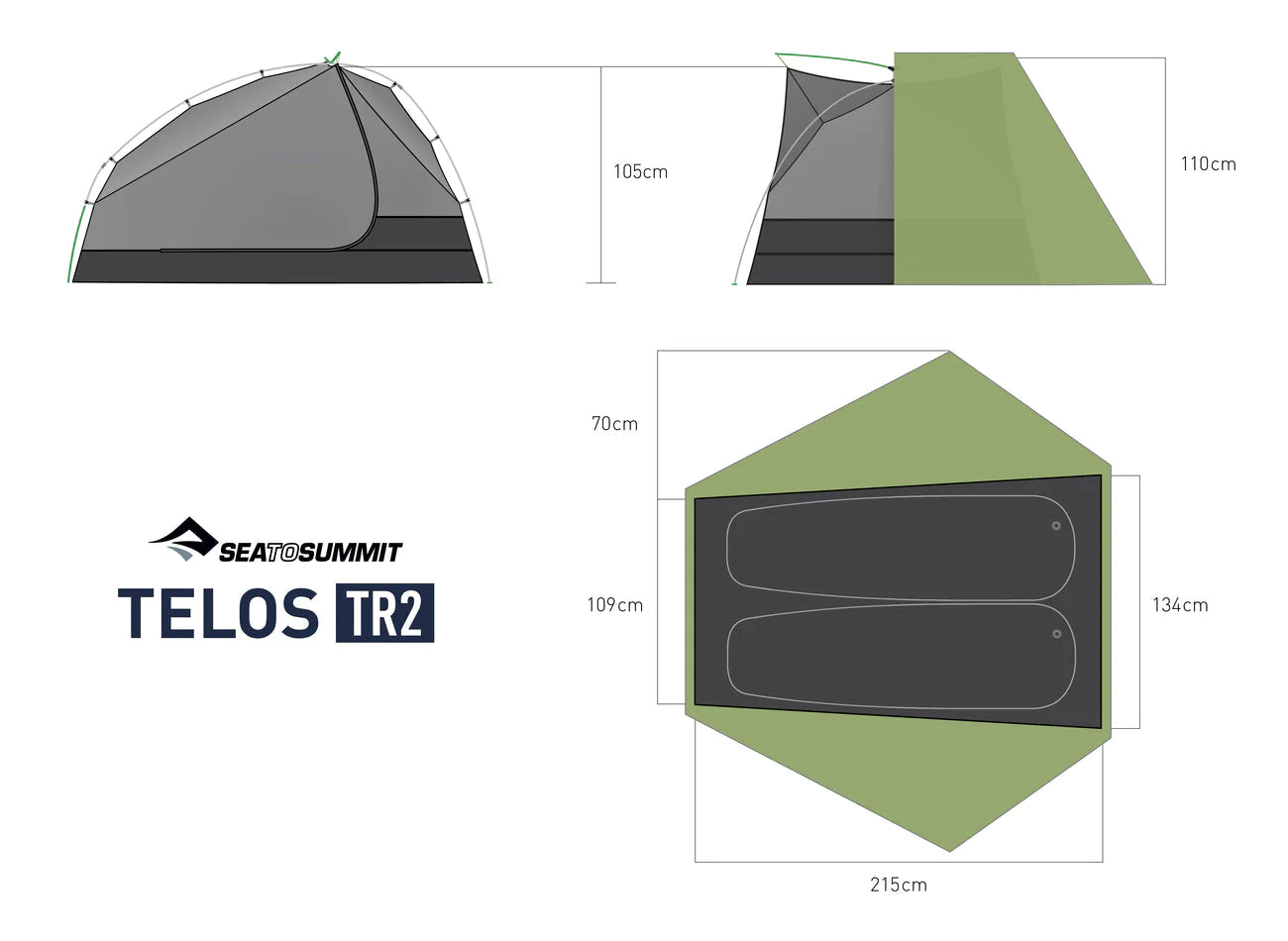 Sea to Summit Telos TR2- Freistehendes Zelt für 2 Personen