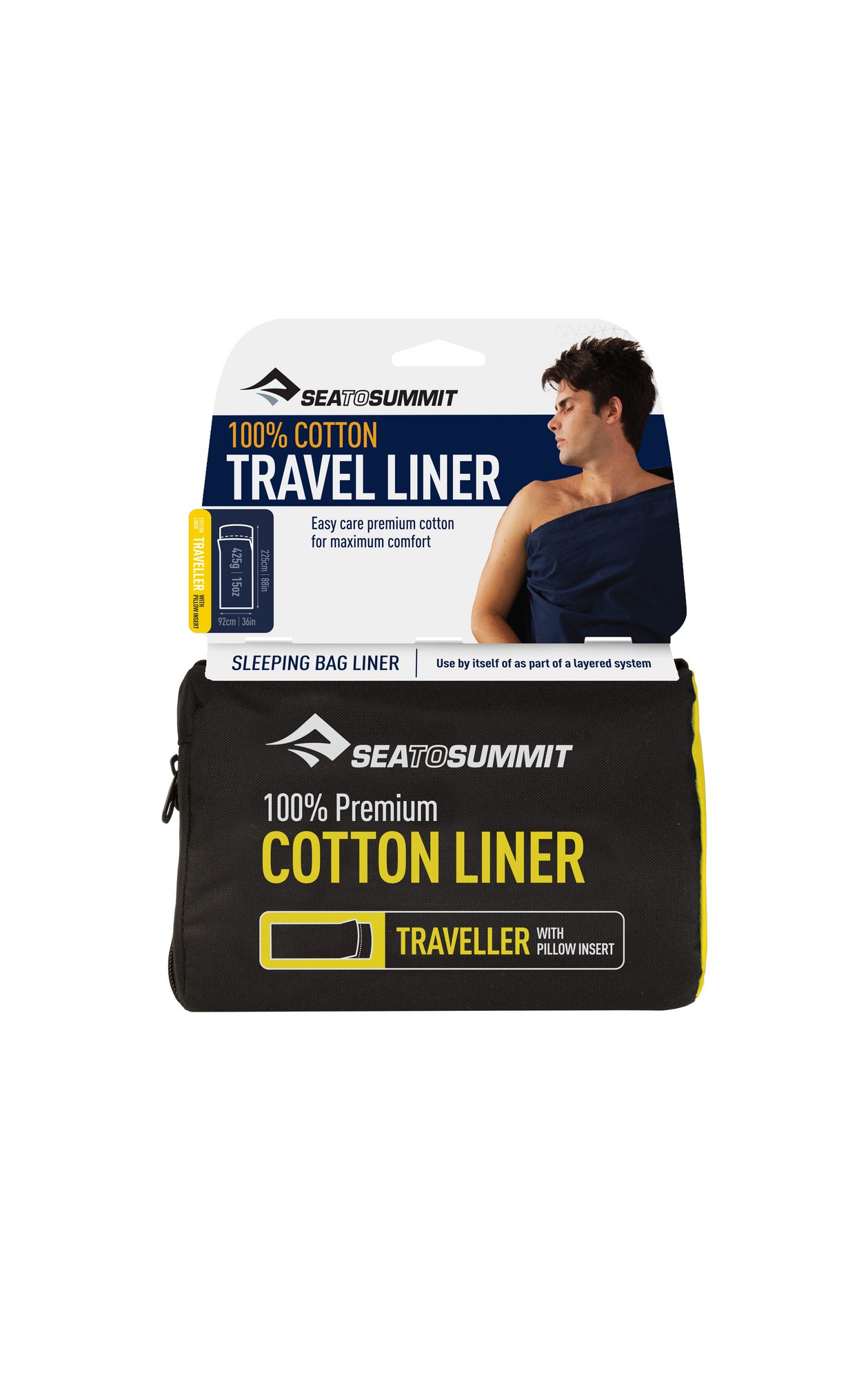 Sea to Summit Premium Cotton Travel Liner - Traveller (with Pillow slip)